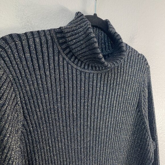 NEW Chicos Womens XL Metallic Lurex Ribbed Coolmax Turtleneck Pullover Sweater - Picture 9 of 13